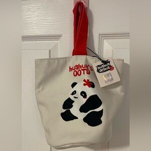 Huahua Panda Tote Bag with Red Handle